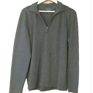Banana Republic Mens Grey Quarter Zip Pullover Top with Elbow Patches Size Large